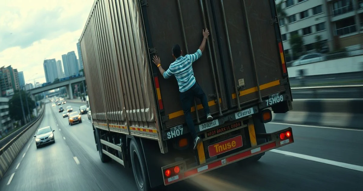 Viral Stunt: Man Clings to Speeding Truck in Klang Raises Alarm
