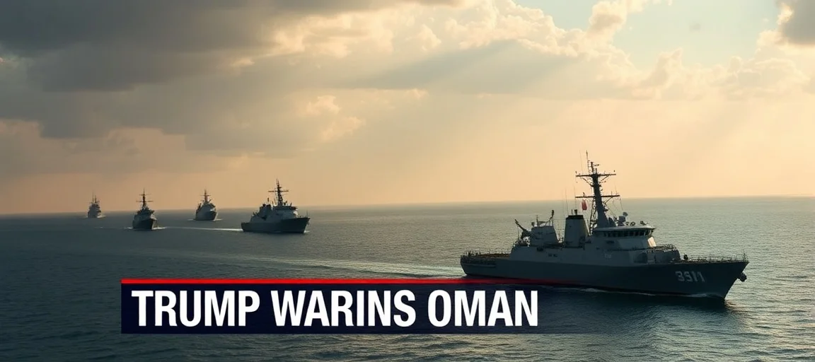 A dramatic scene of the Strait of Hormuz, with naval vessels in the background and a news headline overlay 