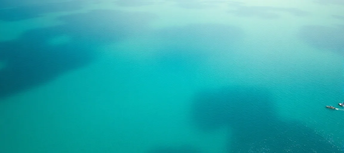 An aerial view of calm turquoise waters in the South China Sea, with subtle hints of naval vessels in the distance, stylized map outlines of the Philippines and Vietnam, conveying peace and diplomacy amidst potential conflict, cinematic lighting, realistic digital art.