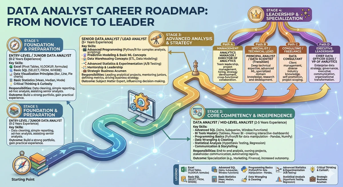 Data Analyst Career Roadmap (Infographic): Your Path to Data Mastery